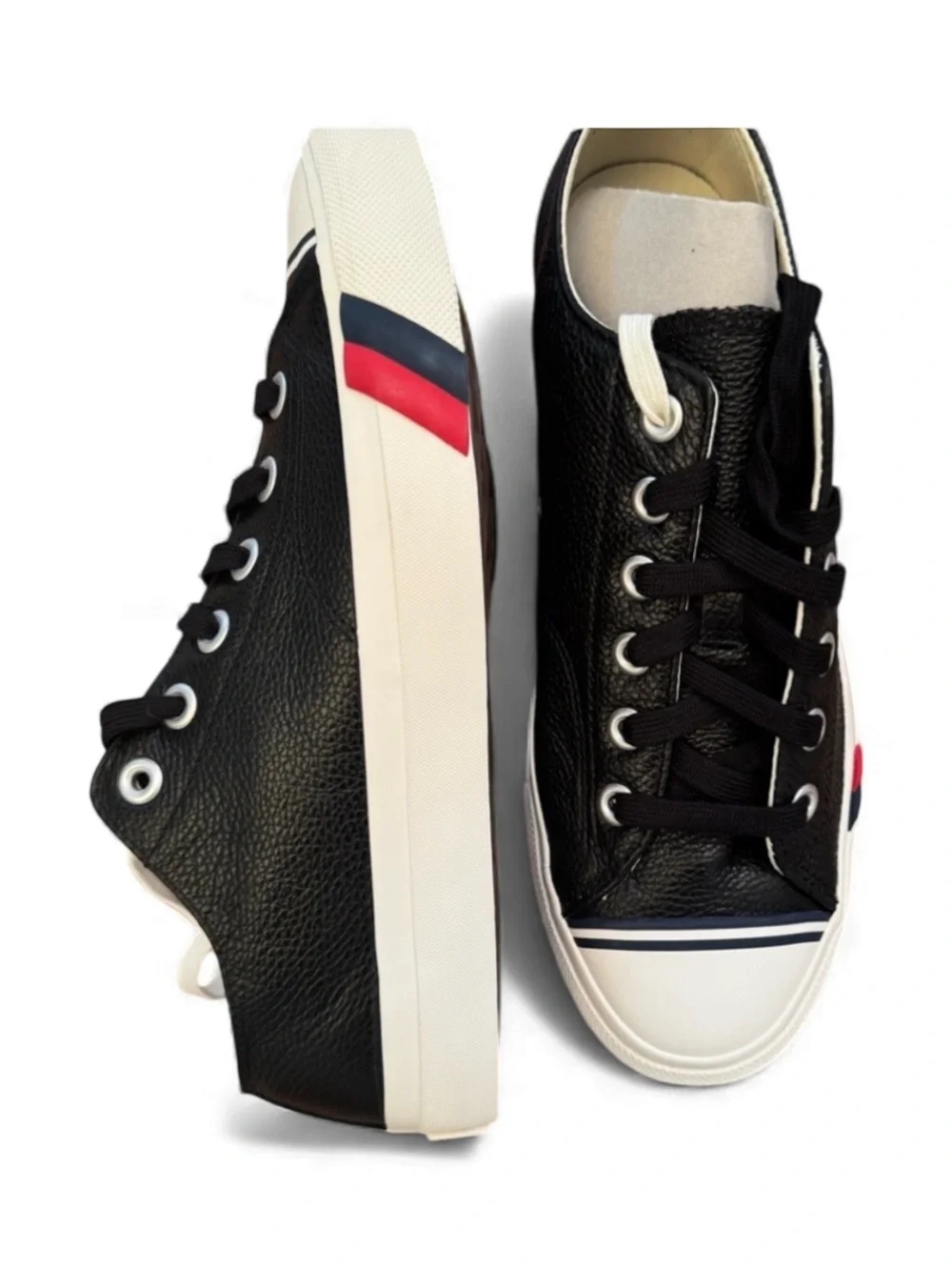 Pro-Keds Men's Black Low-Top Sneakers with Red & Navy Side Detail